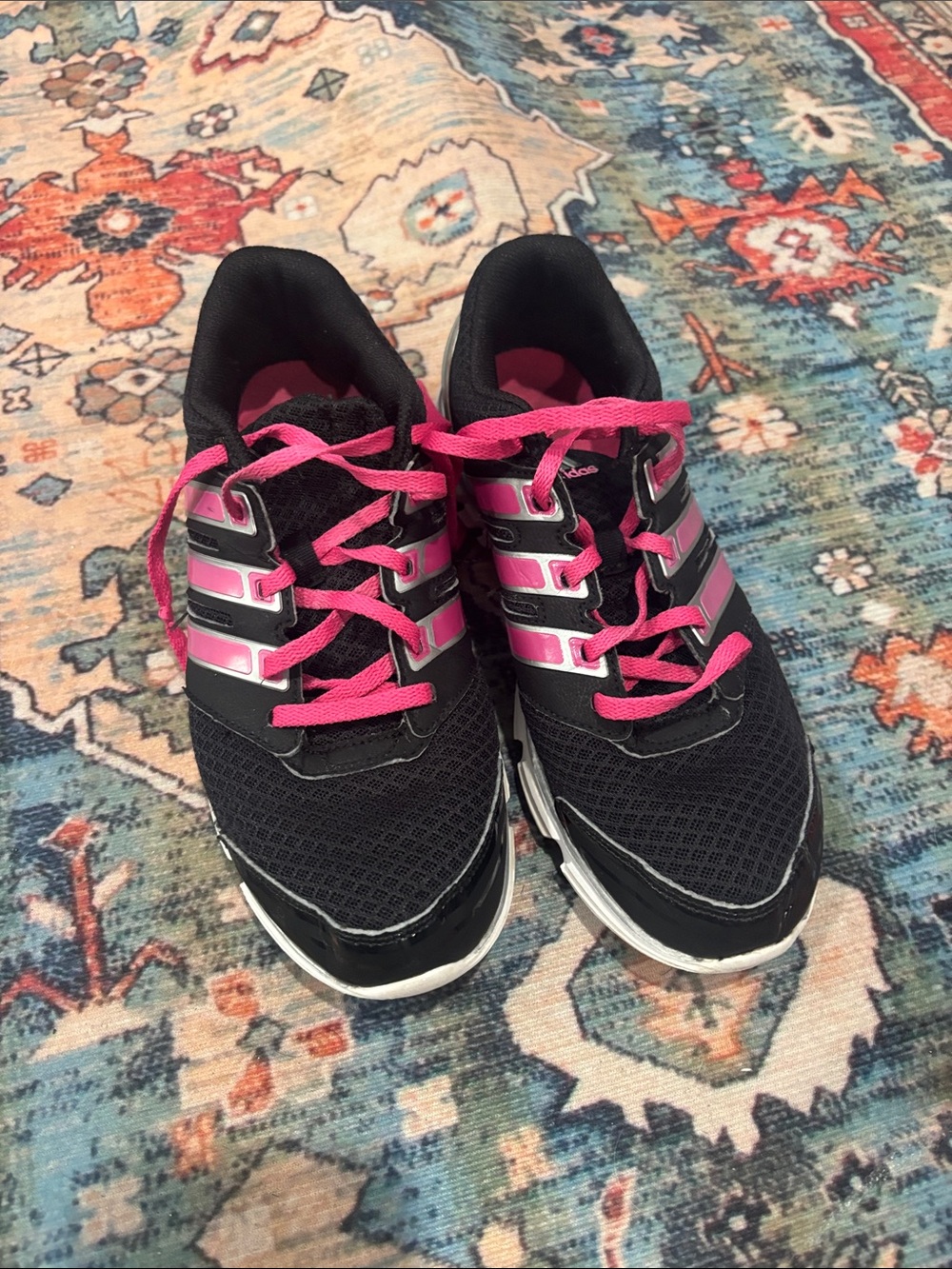 adidas Black and Pink Women's Athletic Sneakers